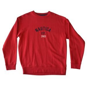 Nautica Red Crewneck Sweatshirt Est. 1983 Logo Size Large